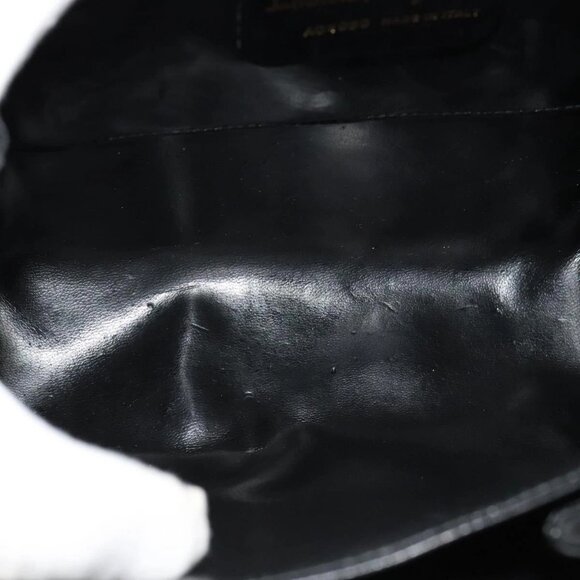 Salvatore Ferragamo Hand Bag Leather 2way Black Gold Auth BD1103 - Picture 10 of 16